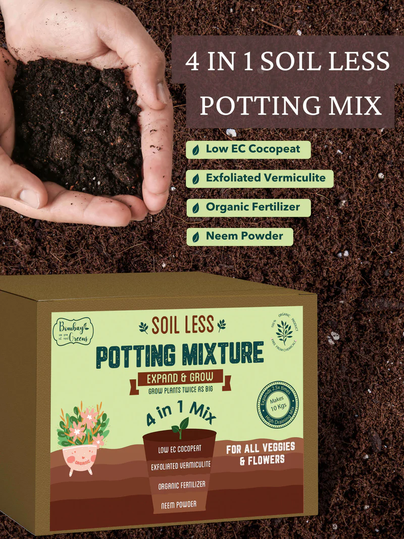 4 in 1 Soil less Potting Mix with Cocopeat, Vermiculite, Neem Powder & Fertilizer image 4 in 1 Soil less Potting Mix with Cocopeat, Vermiculite, Neem Powder & Fertilizer